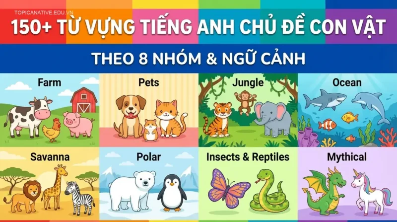 150+ Từ vựng Tiếng Anh Chủ đề Con vật theo 8 Nhóm & Ngữ cảnh
