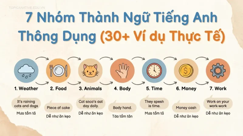 7 Nhóm Thành Ngữ Tiếng Anh Thông Dụng (30+ Ví dụ Thực Tế)
