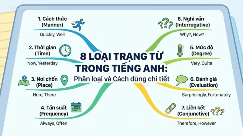 **8 loại trạng từ trong tiếng Anh**: Phân loại và cách dùng chi tiết