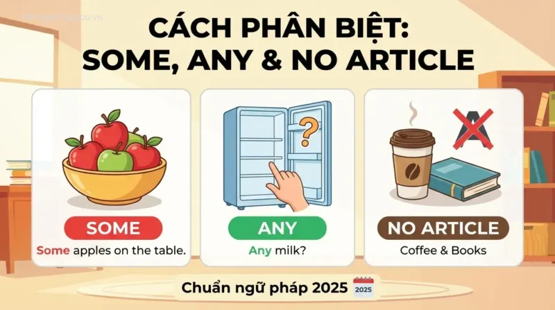 Cách phân biệt Some, Any và No Article chuẩn ngữ pháp 2025