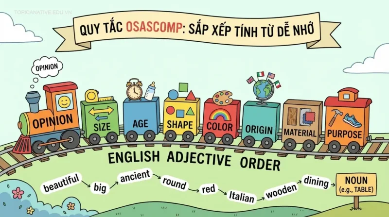 Cách Sắp Xếp Trật Tự Tính Từ Tiếng Anh: Quy Tắc OSASCOMP Dễ Nhớ