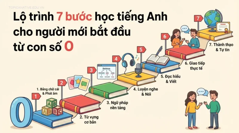 Lộ trình 7 bước học tiếng Anh cho người mới bắt đầu từ con số 0