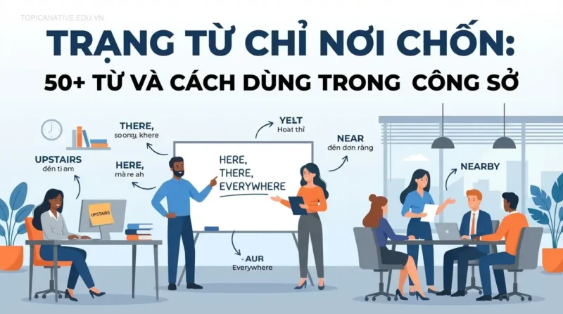 Trạng từ chỉ nơi chốn: 50+ từ và cách dùng trong công sở